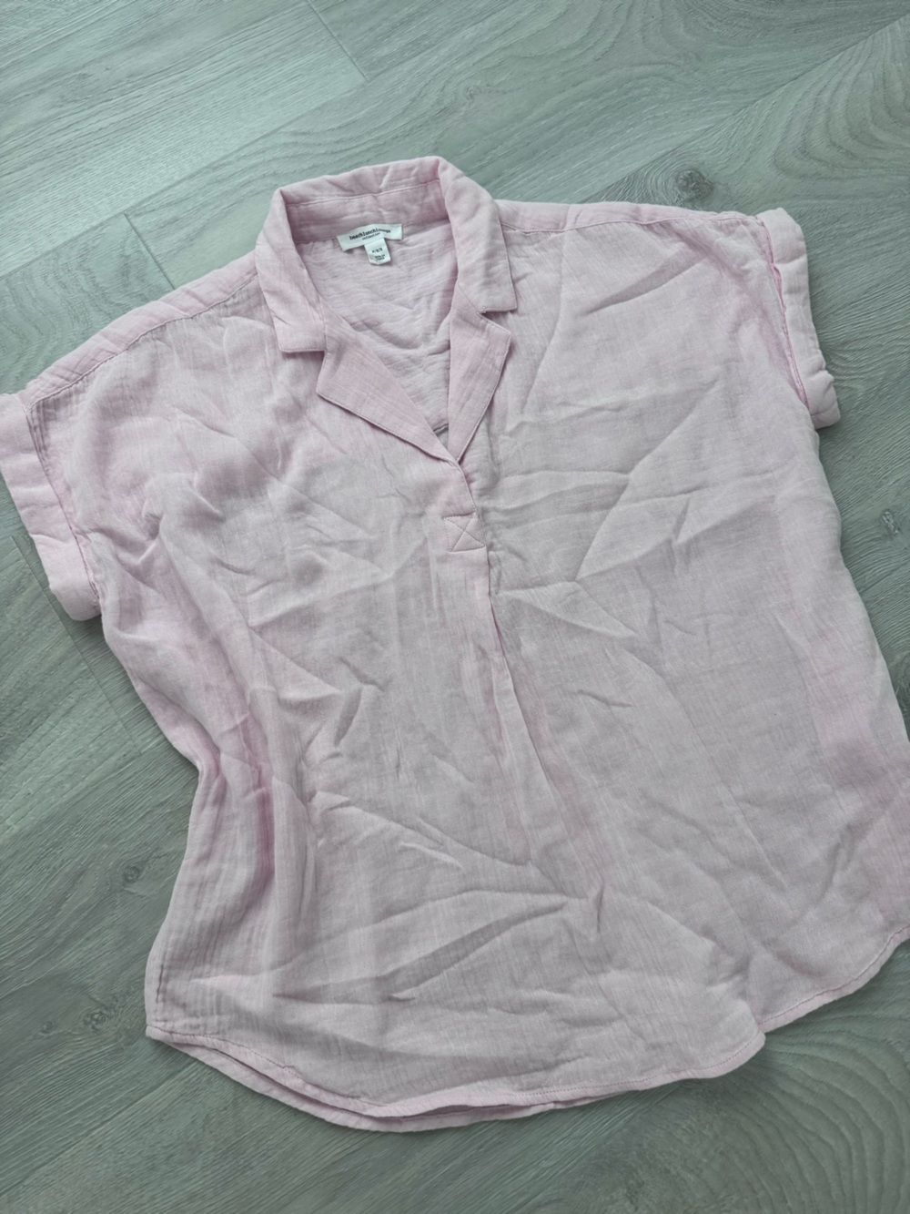 Pink Linen Blend Relaxed Short Sleeve Shirt
